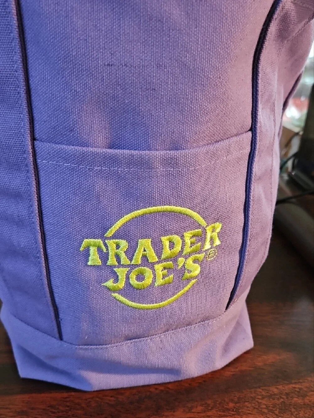 Trader Joe's Purple Canvas Tote Bag
